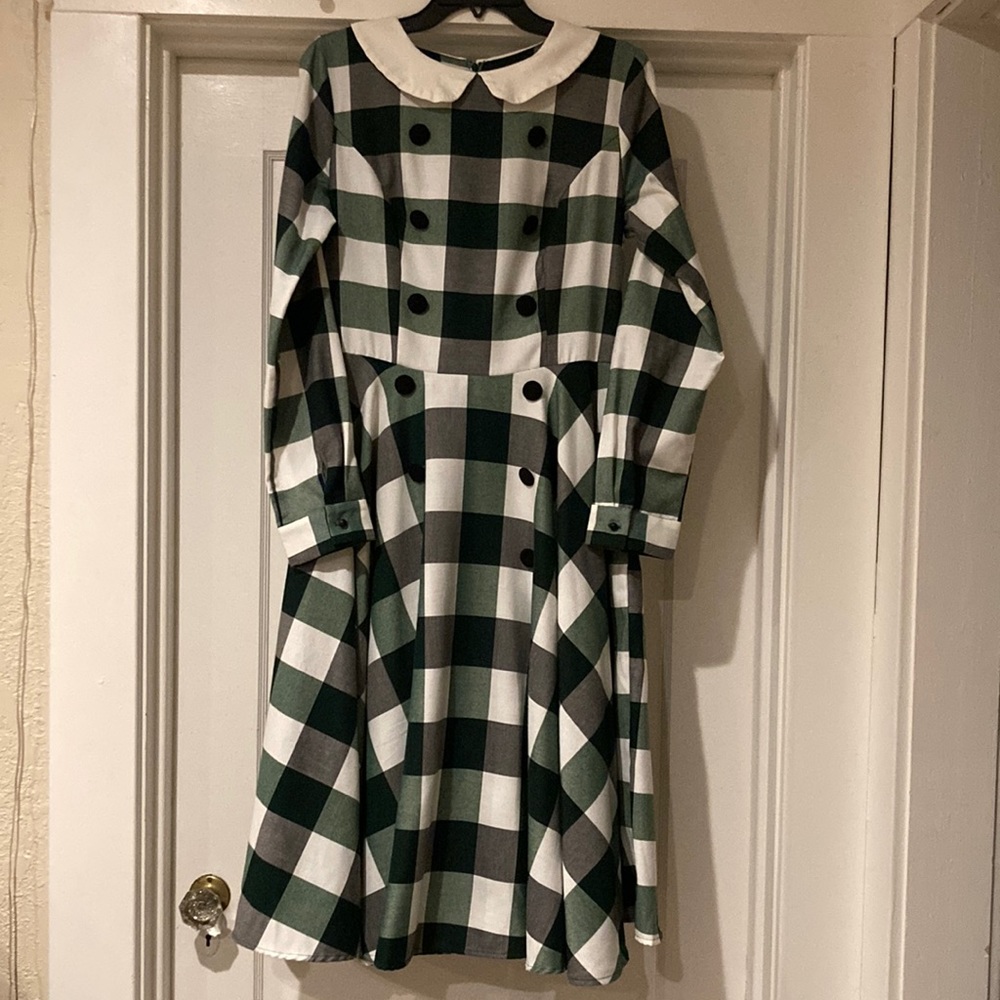 Collectif Buffalo Plaid Checked Peter Pan Collar Dress